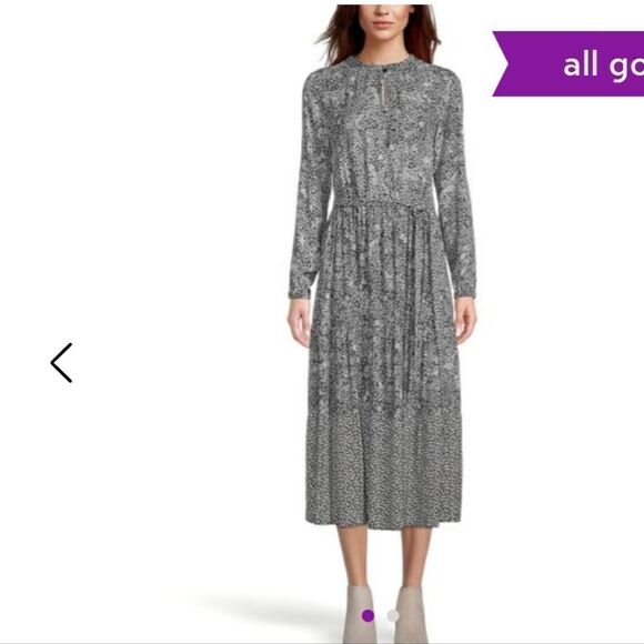 LOFT Keyhole-Neck Tiered Midi Dress - Women size 8 - Picture 2 of 7